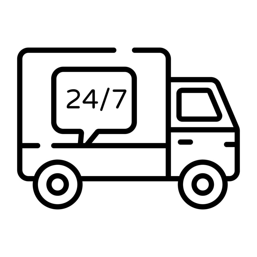 um ícone incrível de van de serviço de entrega 24 horas em estilo editável vetor