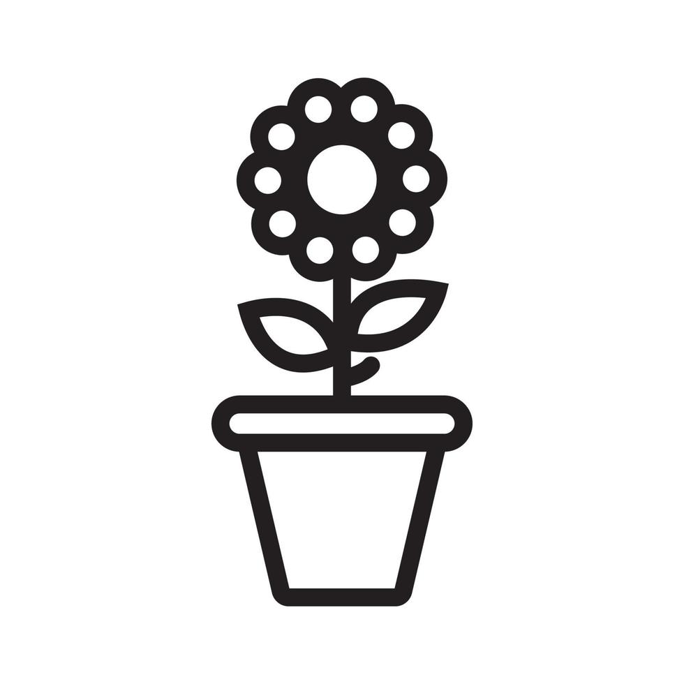 ícone de pote de planta de flor isolado ilustração em vetor design plano.