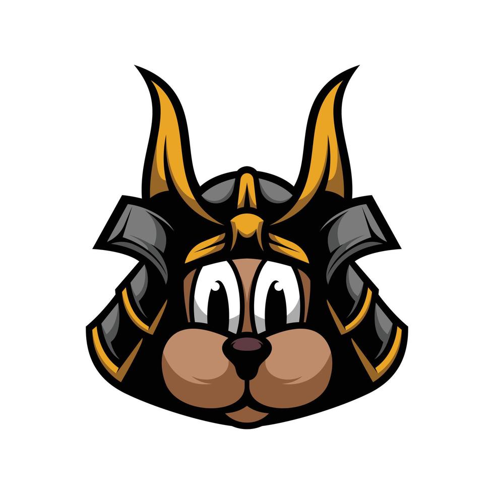 novo design de mascote samurai cão vetor