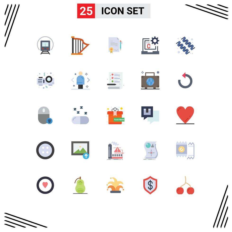conjunto de 25 sinais de símbolos de ícones de interface do usuário modernos para codificação de desenvolvimento de código de som lidar com elementos de design de vetores editáveis