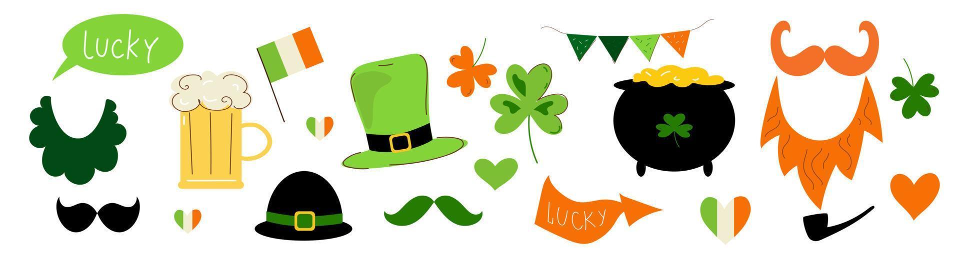 st. patrick's day.vector doodle cartoon conjunto ilustração. vetor