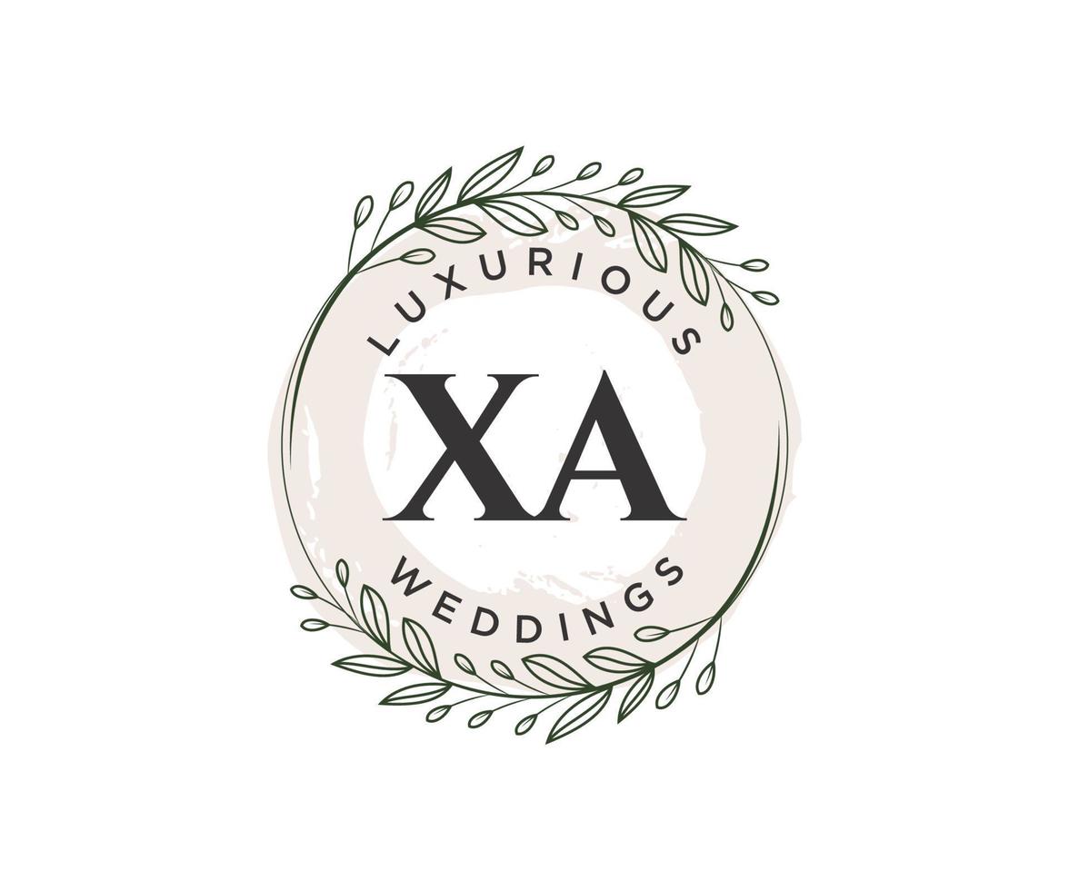 modelo de logotipos de monograma de casamento de carta inicial xa, modelos minimalistas e florais modernos desenhados à mão para cartões de convite, salve a data, identidade elegante. vetor