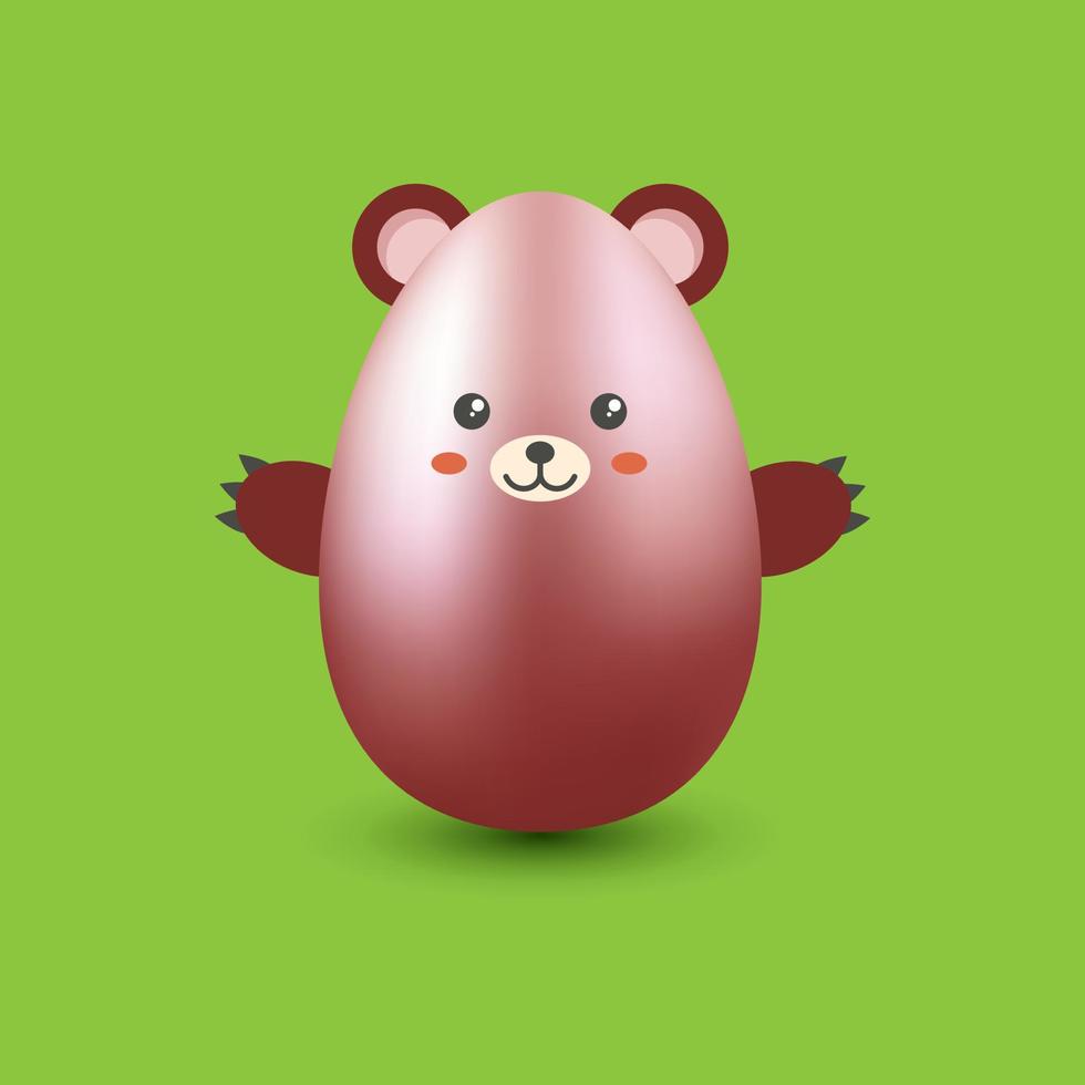 ovo de páscoa-brinquedo urso kawaii. faça você mesmo, feito à mão, artesanato. brincamos com as crianças. lindo cartão de páscoa. personagem de desenho animado para crianças. ilustração vetorial vetor