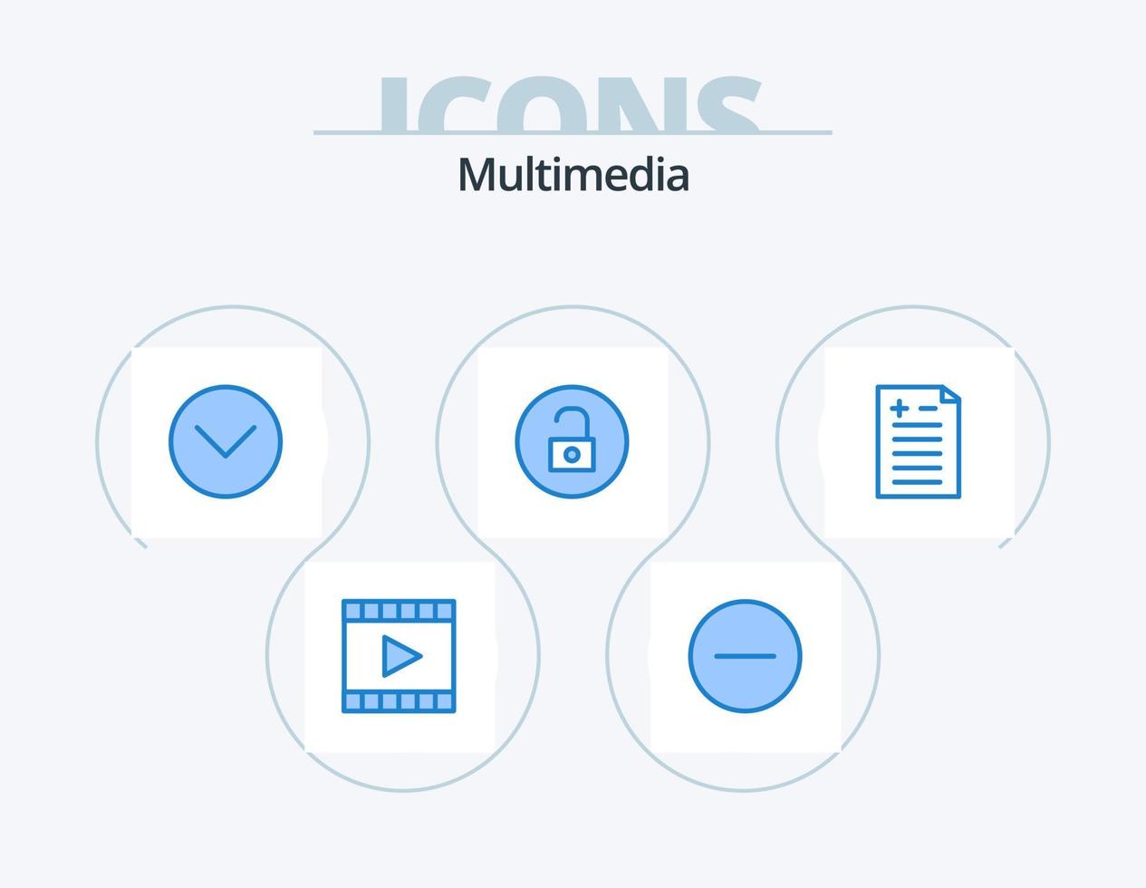 design de ícones do pacote de ícones azuis multimídia 5. comparação. reprodutor de mídia. multimídia. meios de comunicação. multimídia vetor