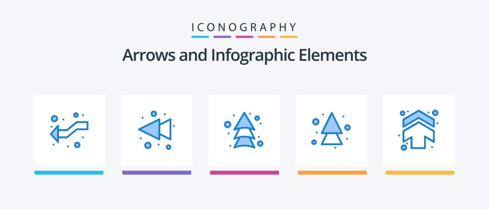 pacote de ícones de 5 setas azuis, incluindo . setas... design de ícones criativos vetor