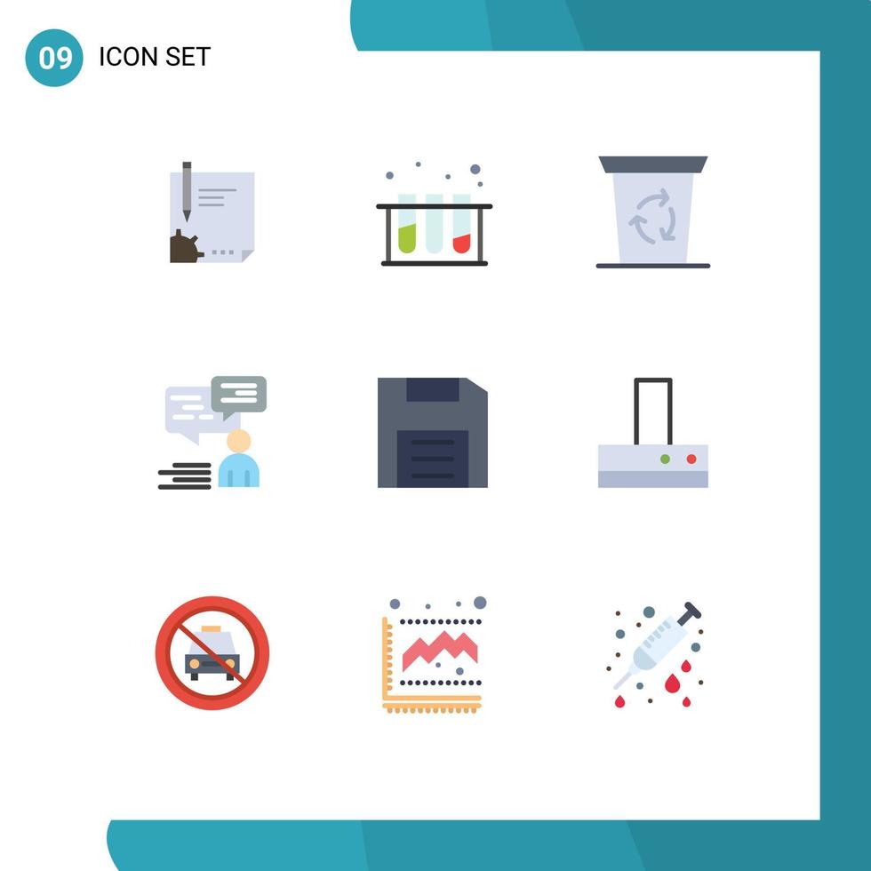 conjunto de pictogramas de 9 cores planas simples do bate-papo do laboratório de comunicação do usuário foram elementos de design vetorial editáveis vetor