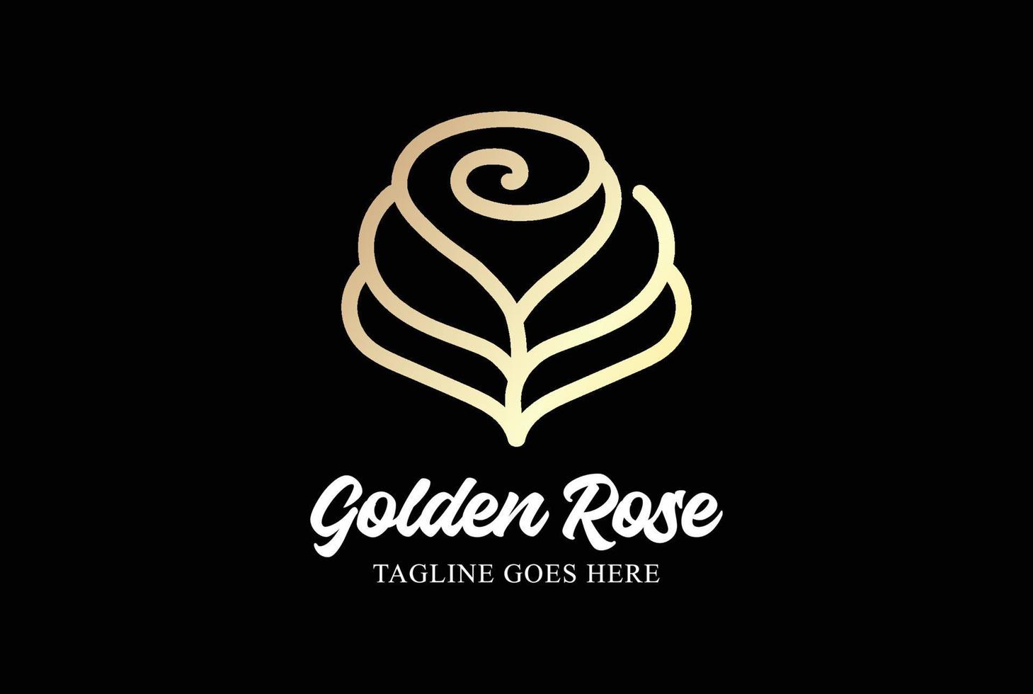 design de logotipo de monograma de linha de flor de rosa dourada simples e elegante vetor