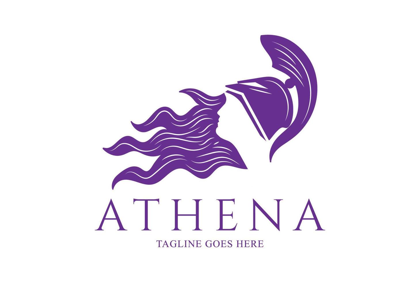 beleza grego mulher menina senhora deus da guerra athena cabelo logotipo vetor