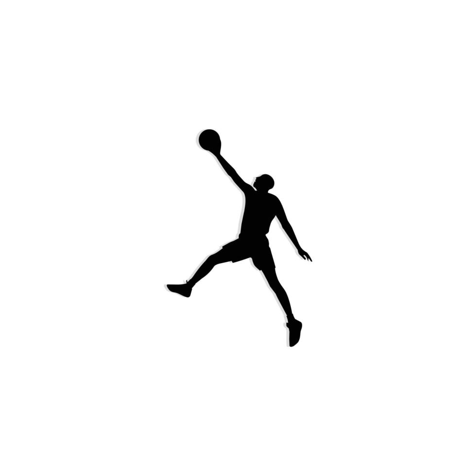 jogador de basquete salta para o logotipo do slam dunk vetor