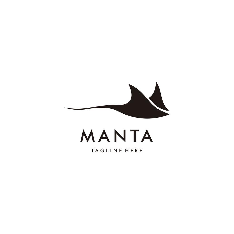 silhueta de ilustração de design de logotipo de raio de manta preto tropical vetor