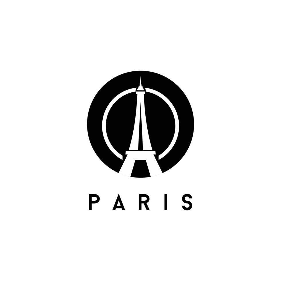 ícone de design de logotipo de silhueta negra da torre eiffel vetor