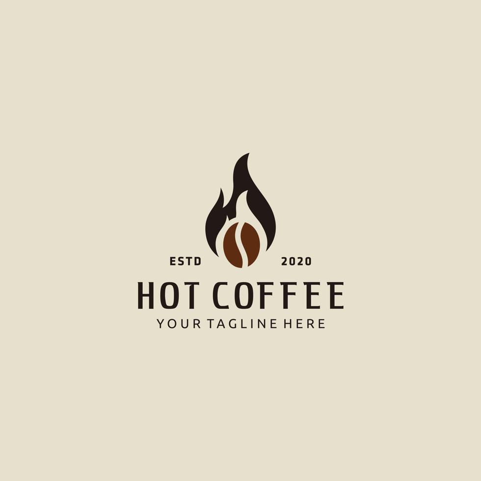 design de logotipo vintage de torrador de café quente com grãos de café e chama vetor