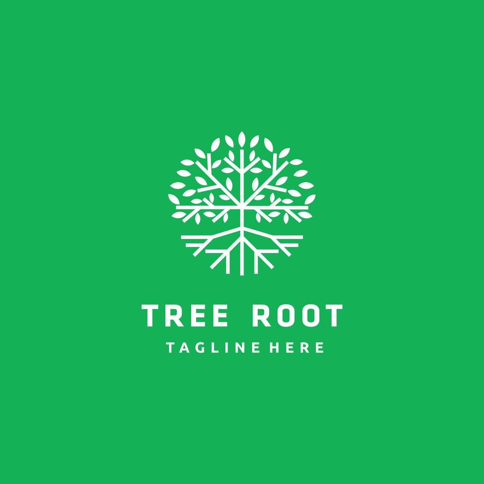 logotipo minimalista da árvore do círculo isolado em uma inspiração de design de logotipo de fundo verde vetor