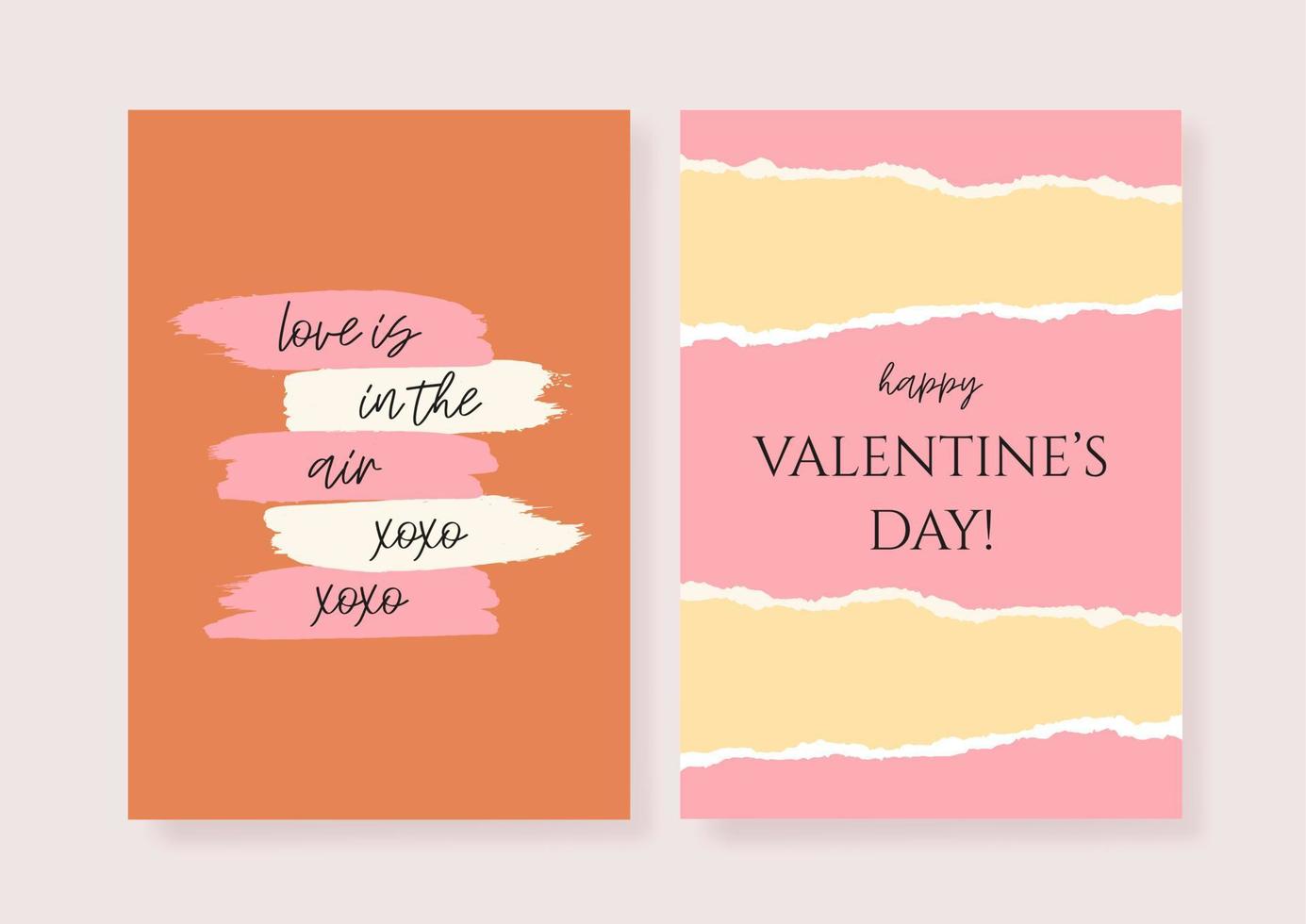 um conjunto de dois desenhos de dia dos namorados nas cores vermelho e rosa. cartão romântico, convite, modelos de design de cartaz. vetor