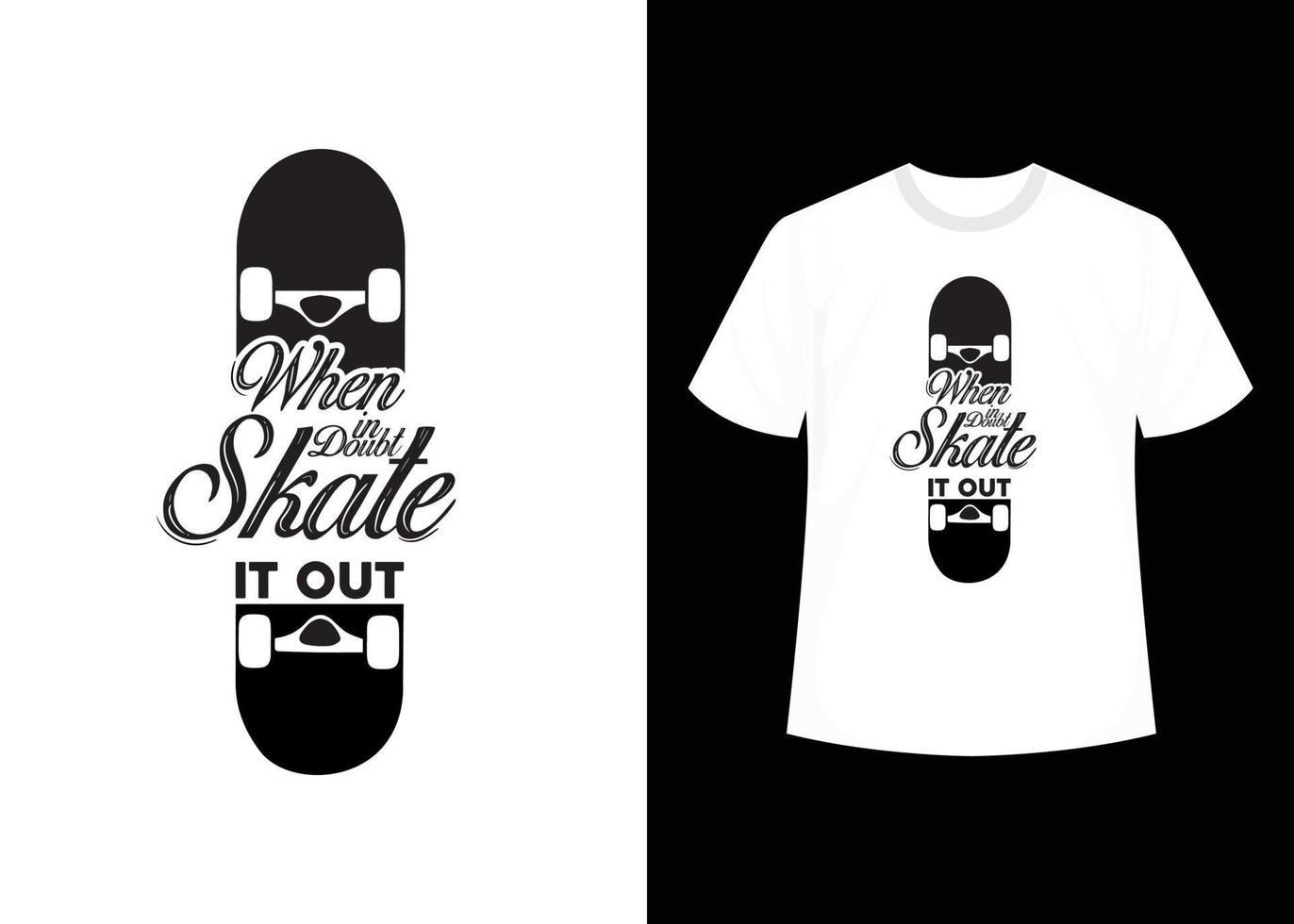 modelo de design de camiseta de vetor imprimível de skate.