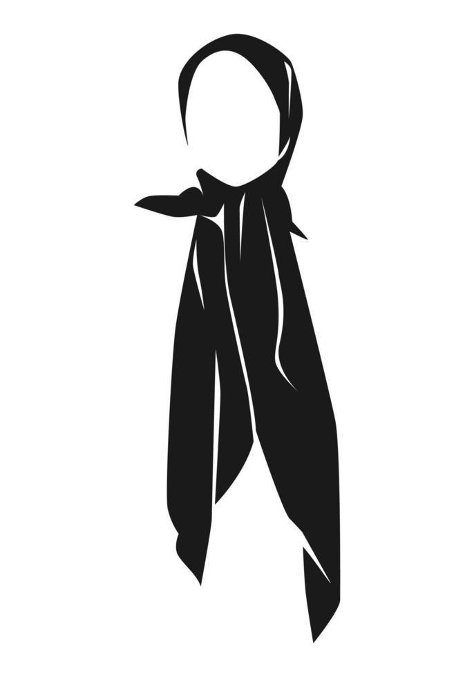 silhueta de hijab, lenço preto e branco, véu. conceito de vestuário, muçulmano, moda, cultura, mulher. para impressão, etiqueta, web, padrão, etc. ilustração vetorial. vetor