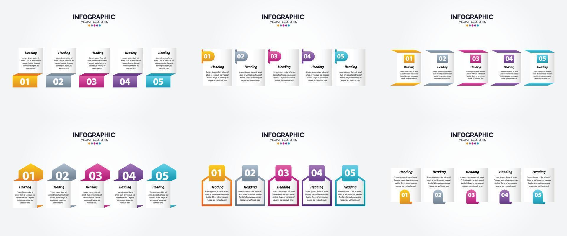 conjunto de design plano de infográficos de ilustração vetorial para folheto publicitário e revista vetor