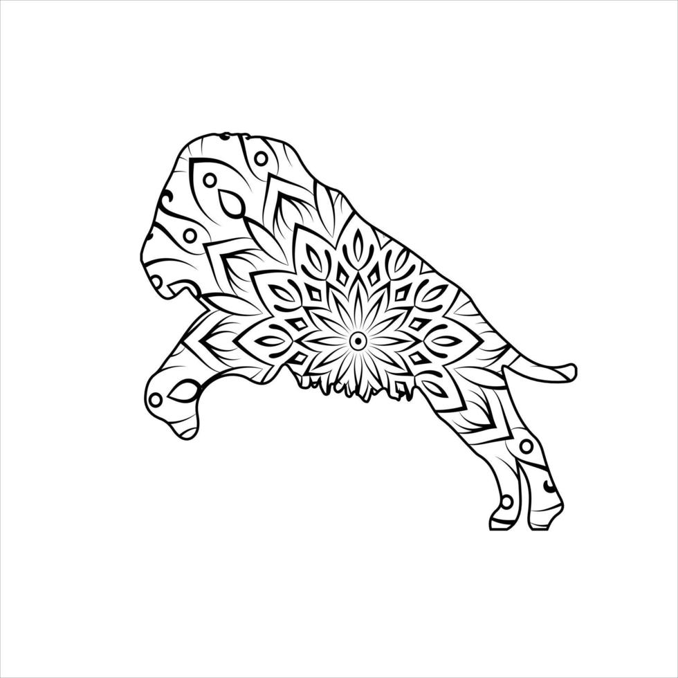desenho de mandala de leão vetor para colorir para crianças e adultos