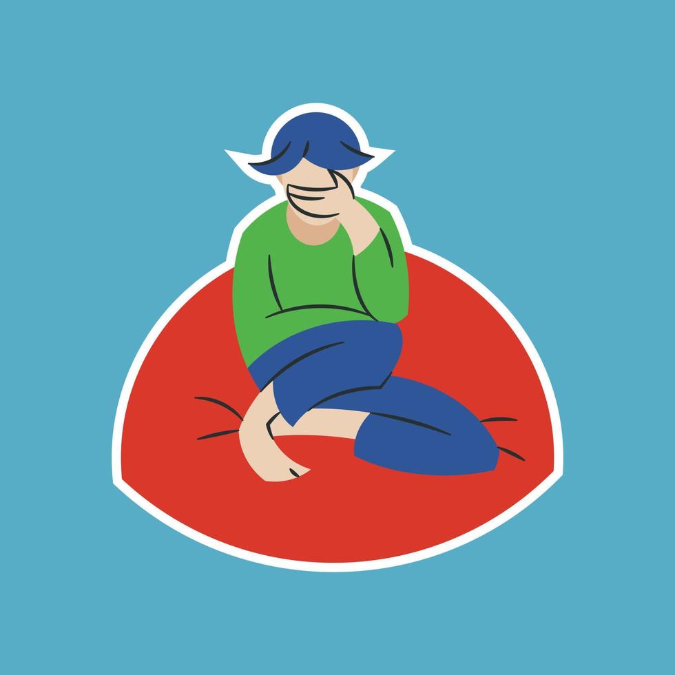 ilustração de uma pessoa cobrindo o rosto enquanto está sentado, vetor, doodle, design plano vetor