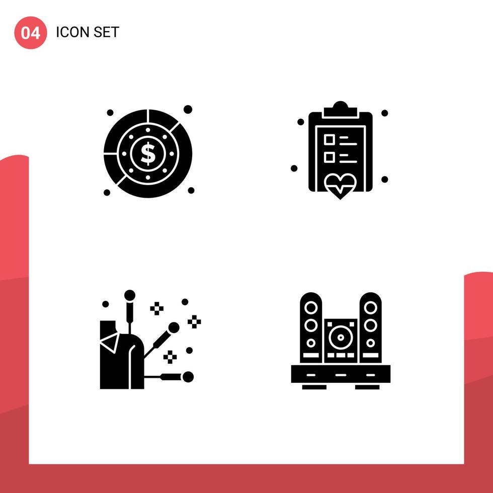 4 interface de usuário pacote de glifos sólidos de sinais e símbolos modernos de elemento de lista de verificação de lucro de acupuntura de orçamento elementos de design de vetores editáveis