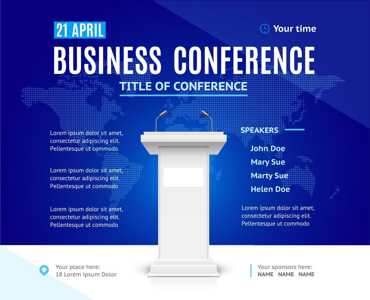 convite de modelo de conferência de negócios 3d detalhado realista. vetor