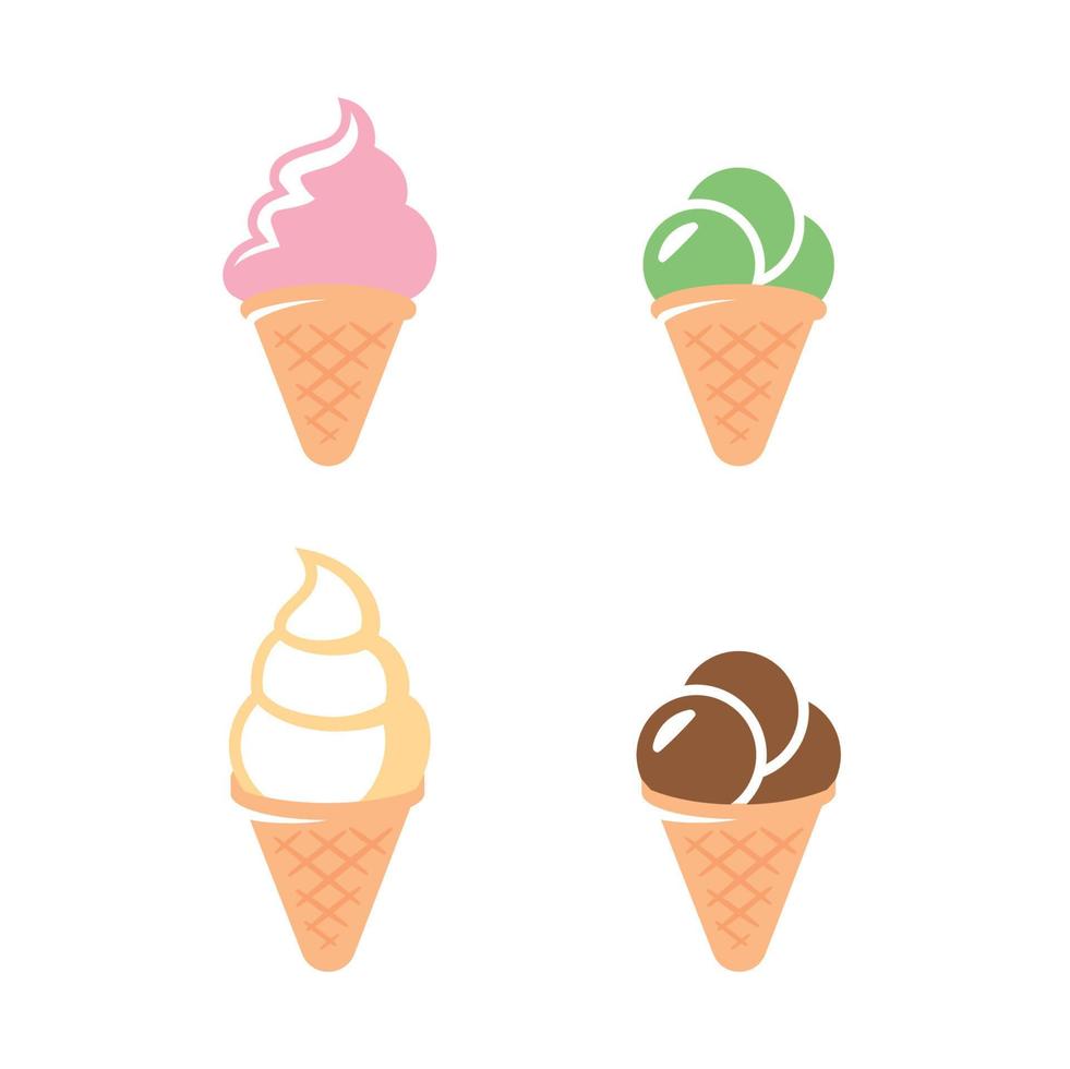 conjunto de ícones de sorvete, cor em um fundo branco vetor