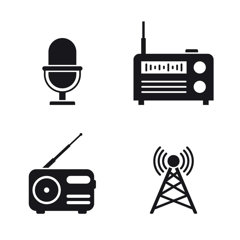 conjunto de ícones de rádio. preto em um fundo branco vetor