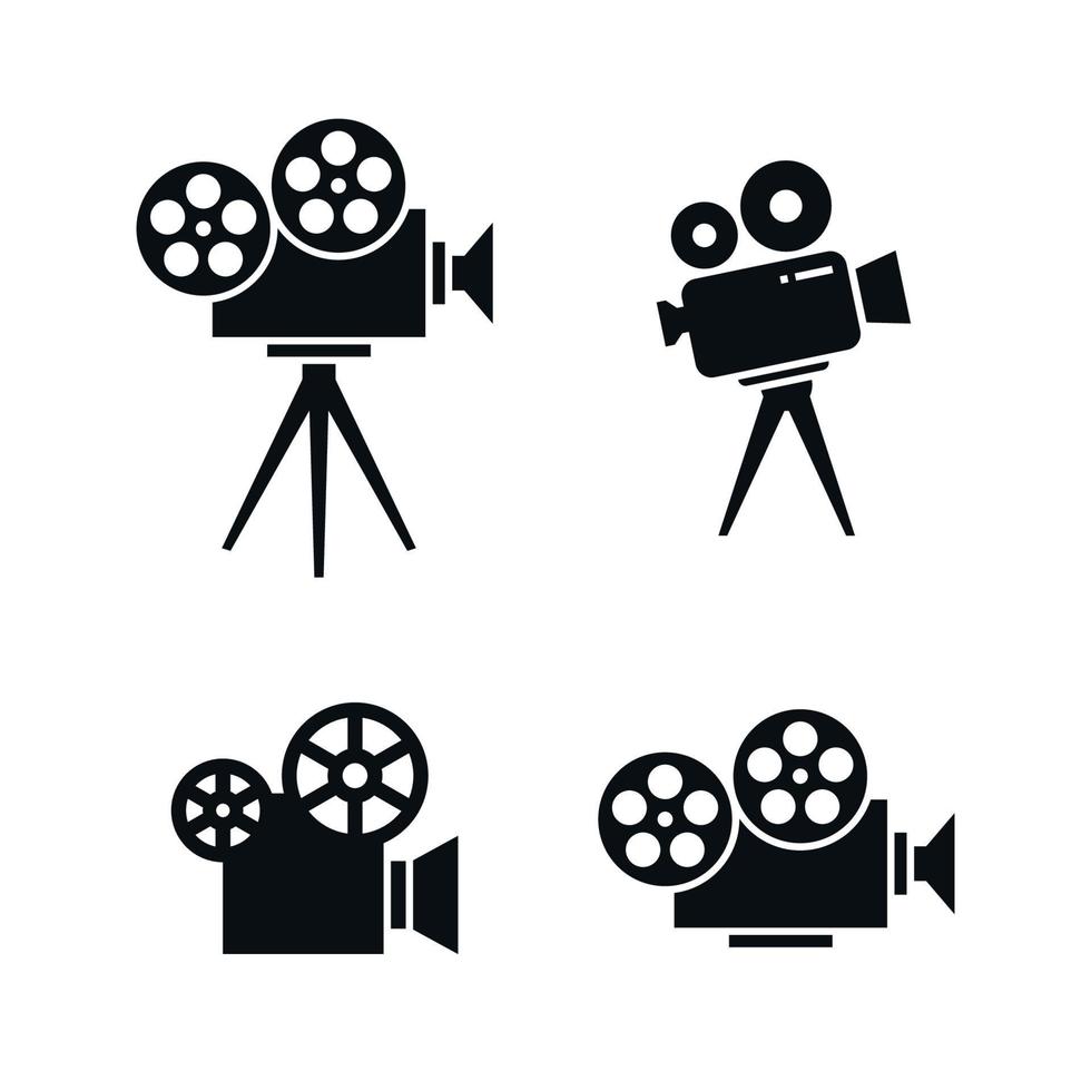 quatro ícones do cinema, pretos sobre um fundo branco vetor
