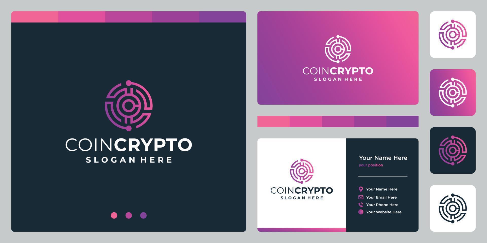 modelo de logotipo de moeda criptográfica com letra inicial c. ícone de dinheiro digital vetorial, cadeia de blocos, símbolo financeiro. vetor