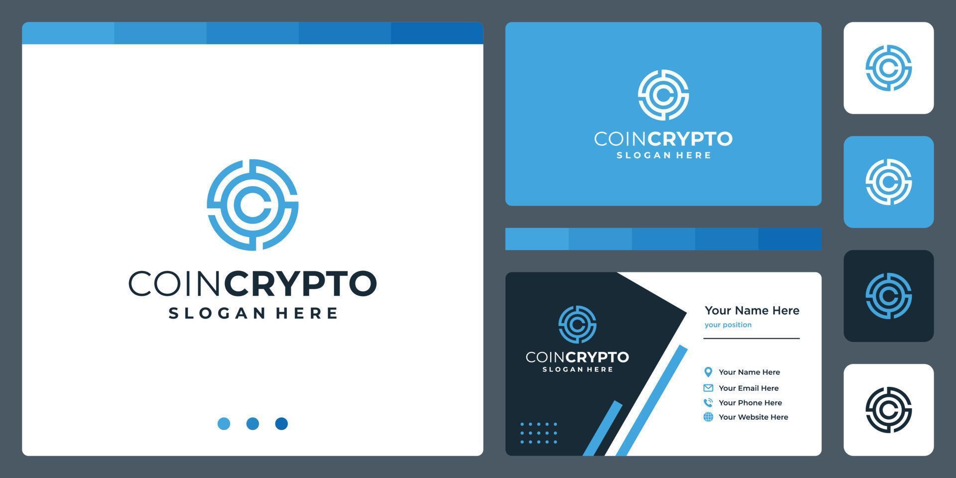 modelo de logotipo de moeda criptográfica com letra inicial c. ícone de dinheiro digital vetorial, cadeia de blocos, símbolo financeiro. vetor