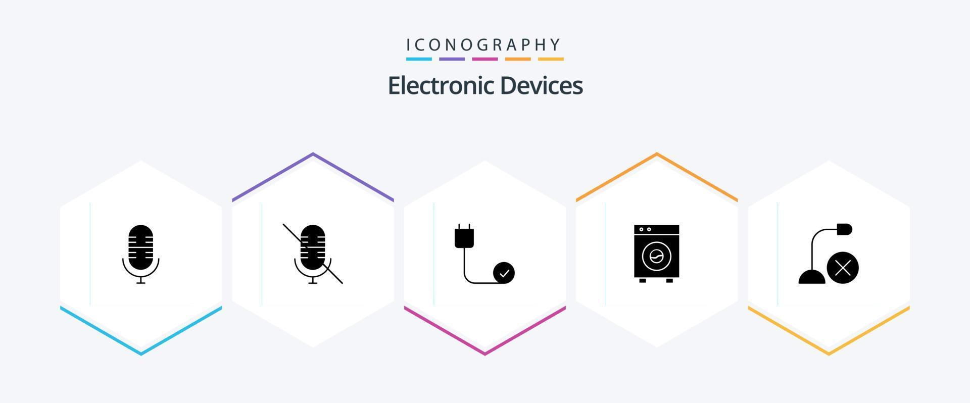 dispositivos pacote de ícones de 25 glifos, incluindo dispositivos. máquina. cordão. equipamento. grande vetor