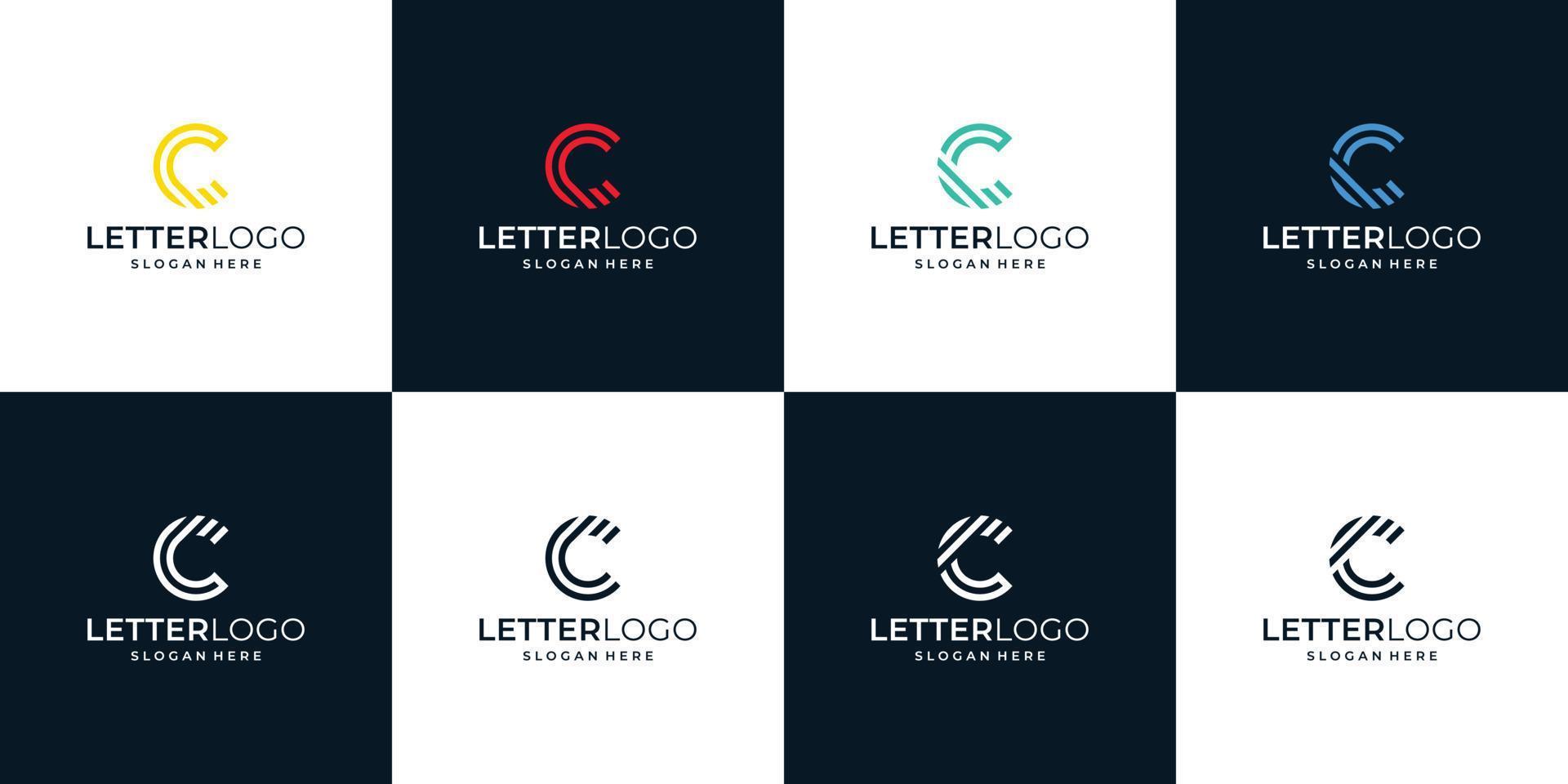 letras do alfabeto de coleção logotipo inicial do monograma c. vetor premium
