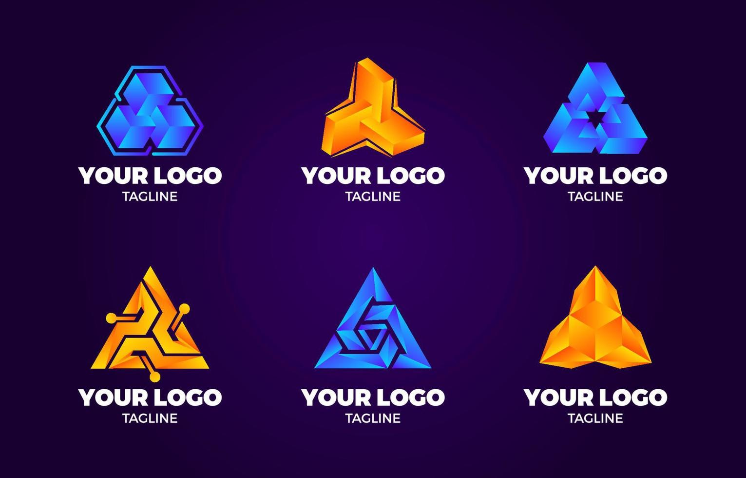 coleção de logotipos de forma geométrica de triângulo 3d vetor