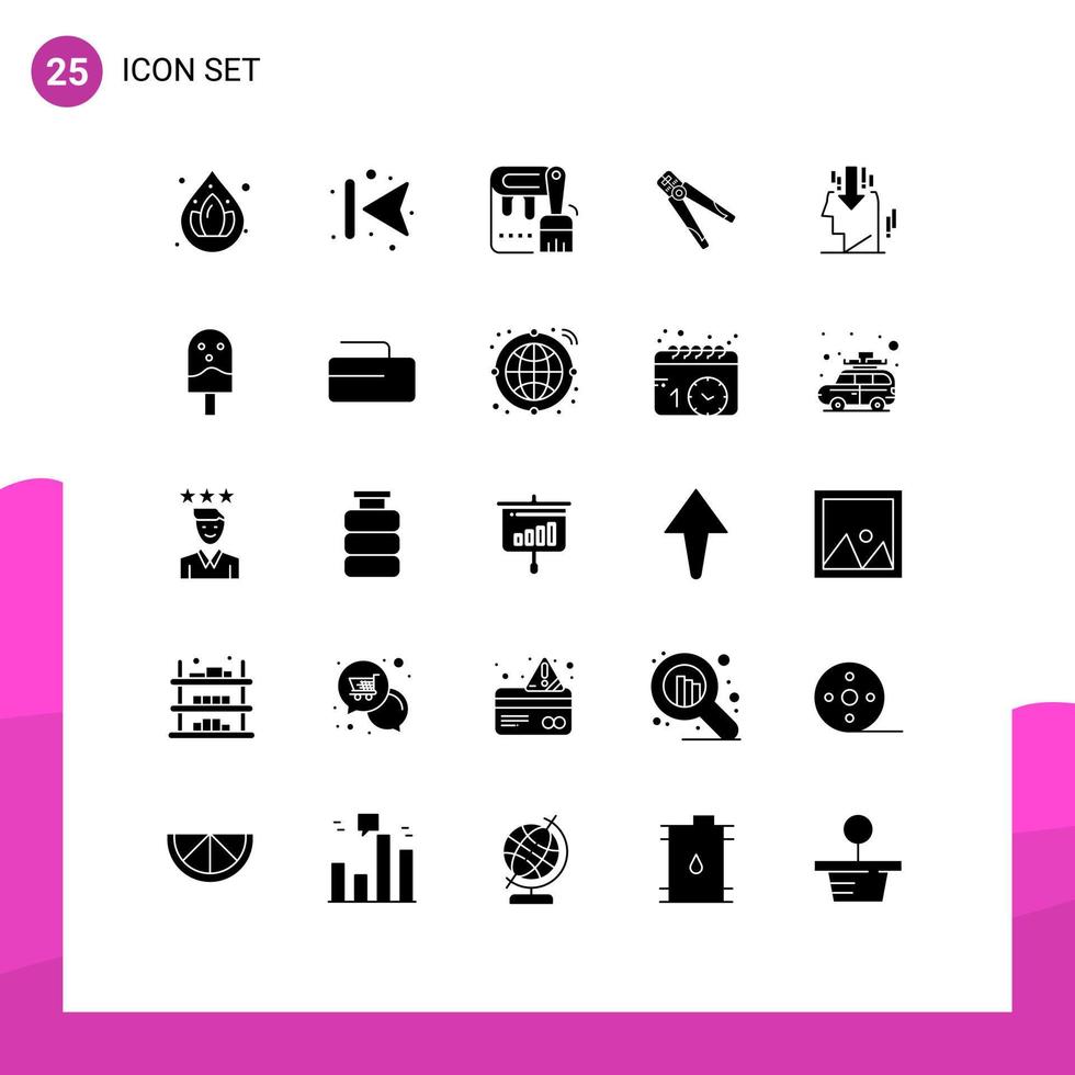 25 ícones criativos, sinais e símbolos modernos da ferramenta de cabeça, crimpagem, construção de elementos de design de vetores editáveis