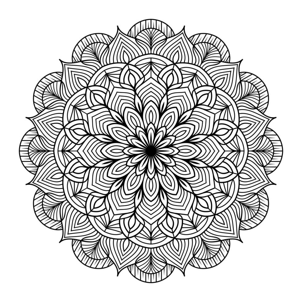 arte de linha floral de mandala delineada para páginas para colorir interior, página de coloração floral de mandala vetor