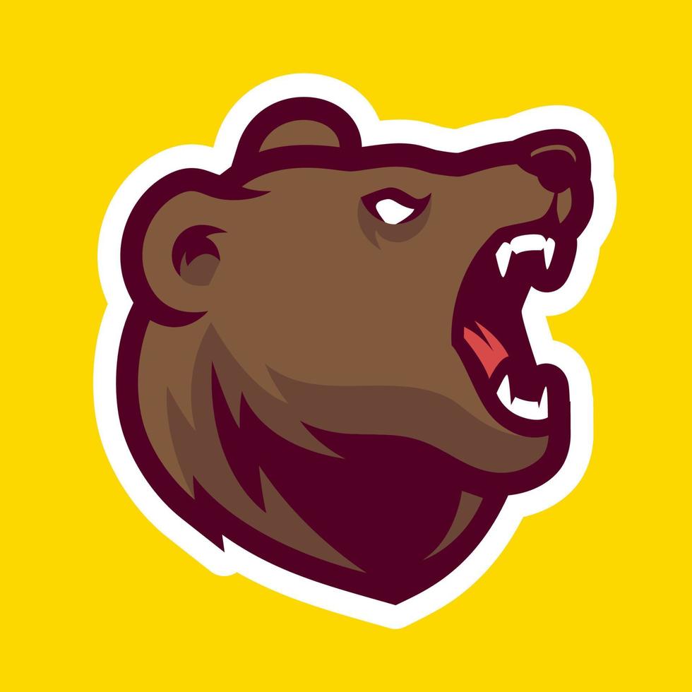 mascote de personagem de desenho animado de cabeça de urso vetor