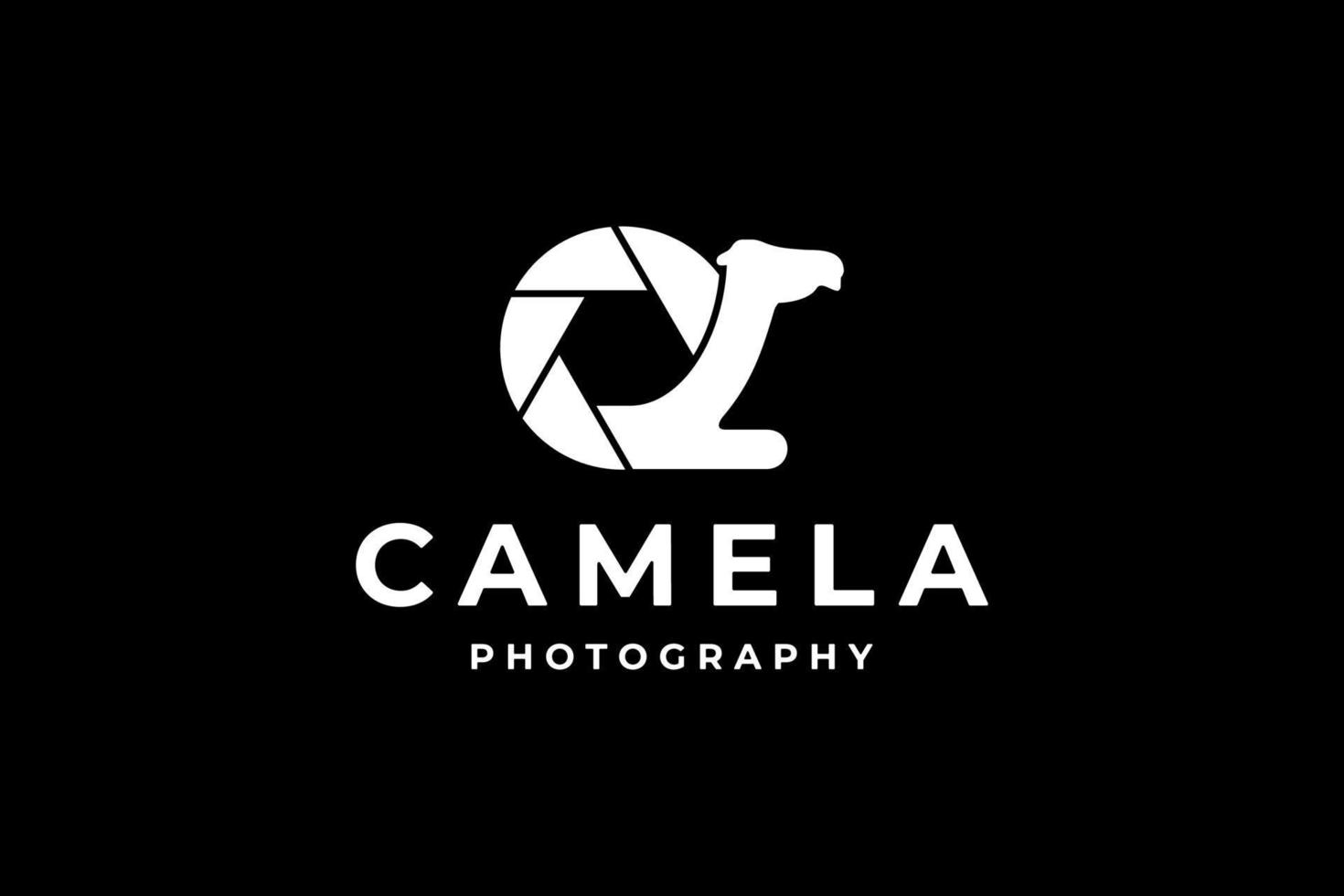 logotipo de fotografia de camelo preto e branco vetor