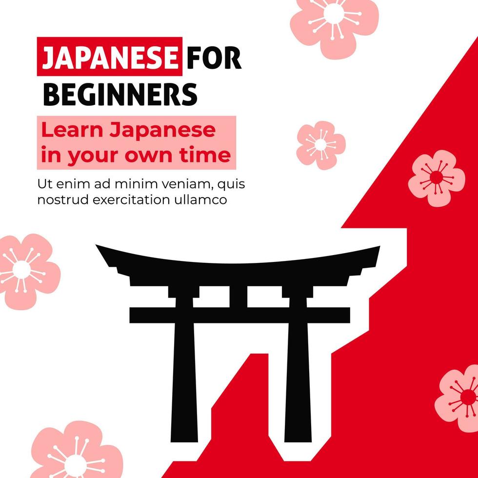 Japonês para iniciantes, aprenda o idioma do seu jeito vetor