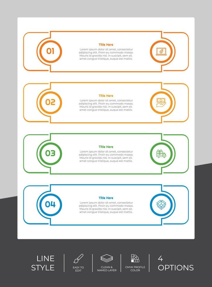 design de vetor infográfico com 4 opções pode ser usado para fluxo de trabalho, apresentação e fins comerciais.