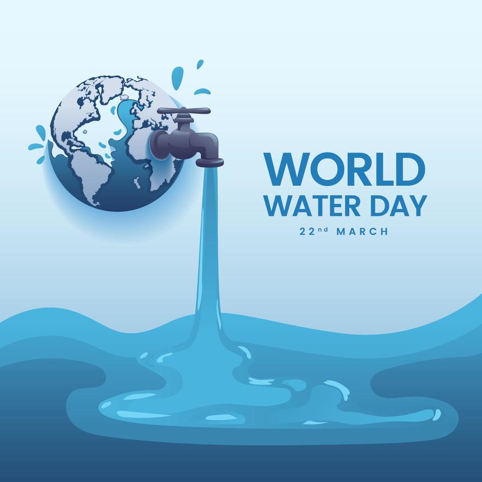 dia mundial da água a terra derrama água ilustração realista dos desenhos animados vetor