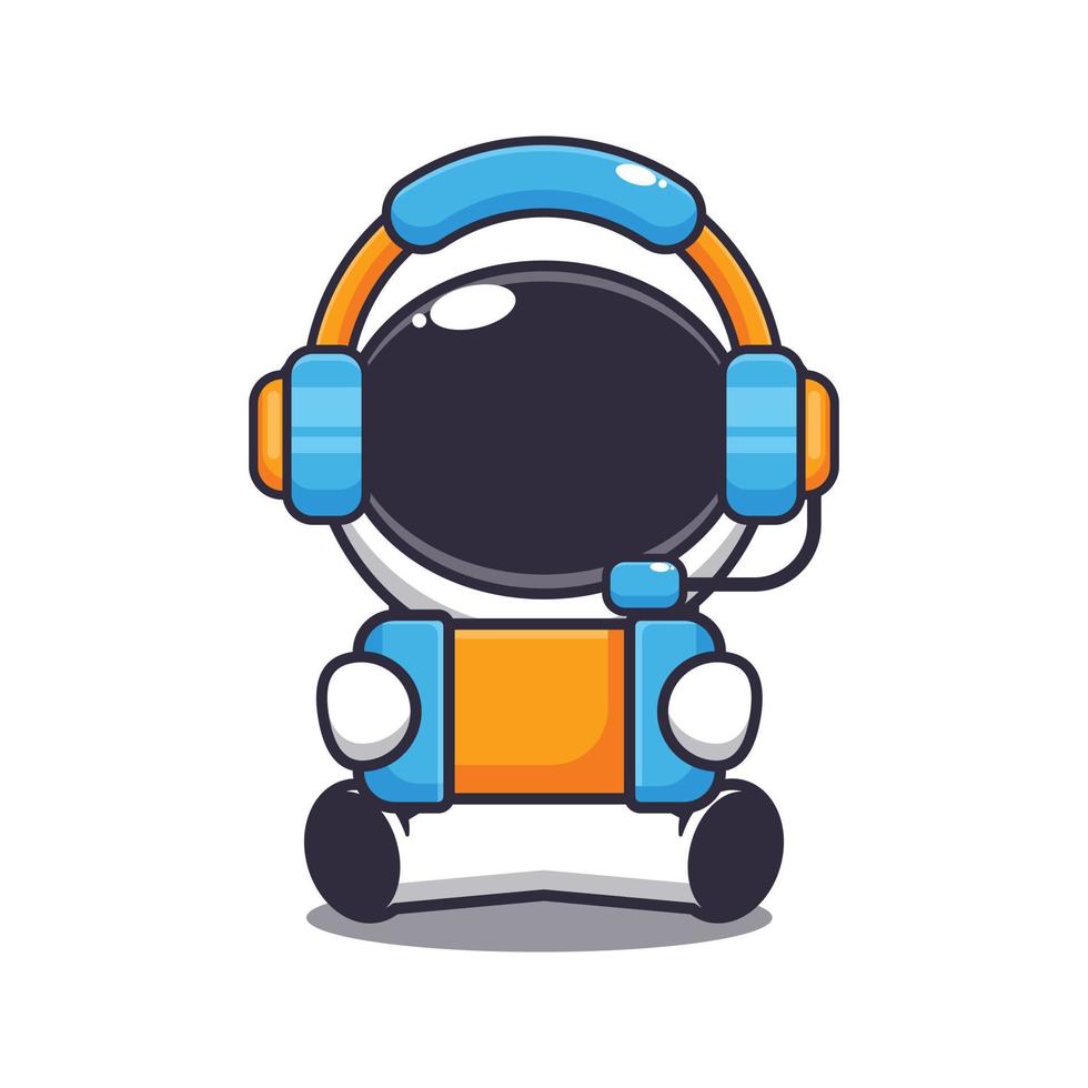 astronauta bonito jogando uma ilustração em vetor jogo dos desenhos animados. ilustração de desenho vetorial adequada para pôster, folheto, web, mascote, adesivo, logotipo e ícone.