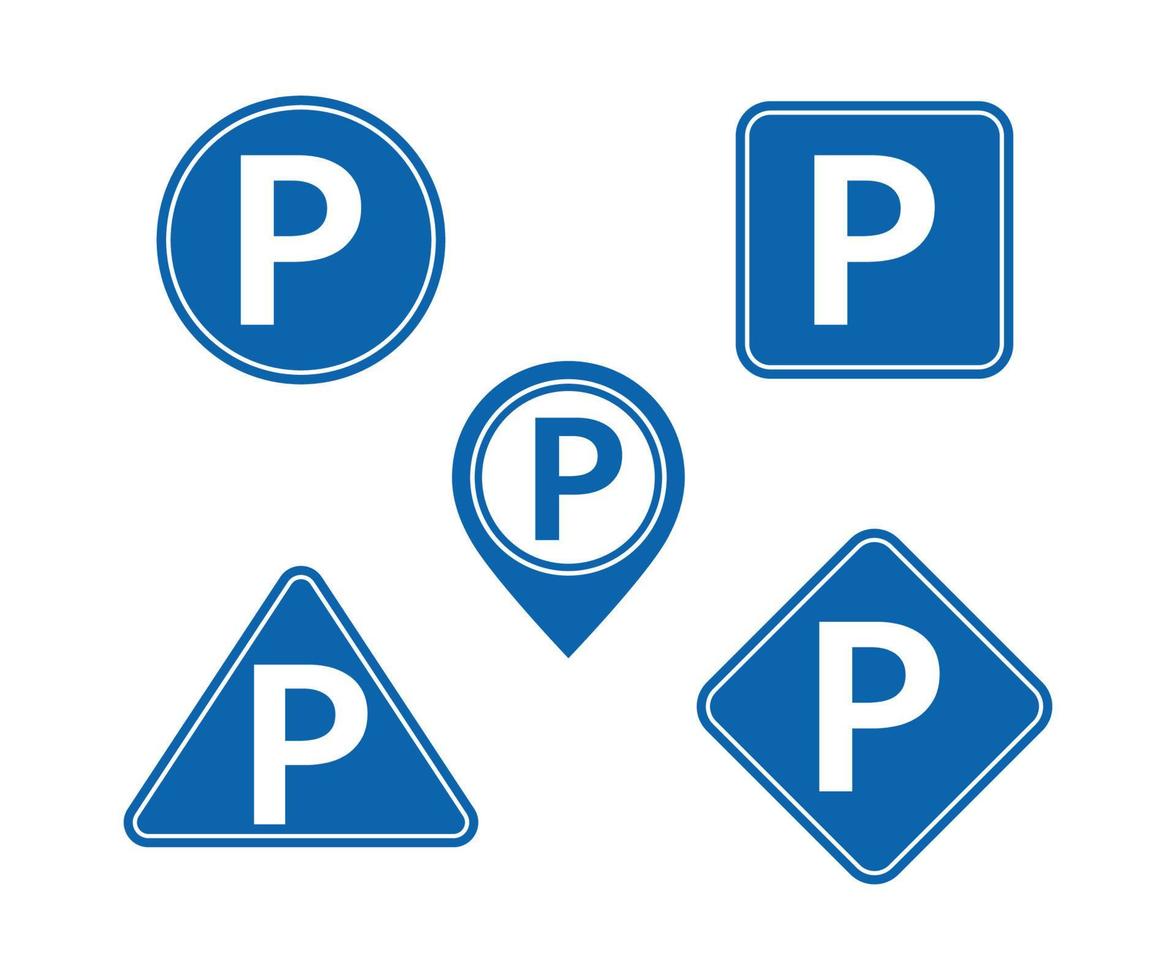 sinal de estacionamento sobre fundo branco. vetor definir ícones de estacionamento