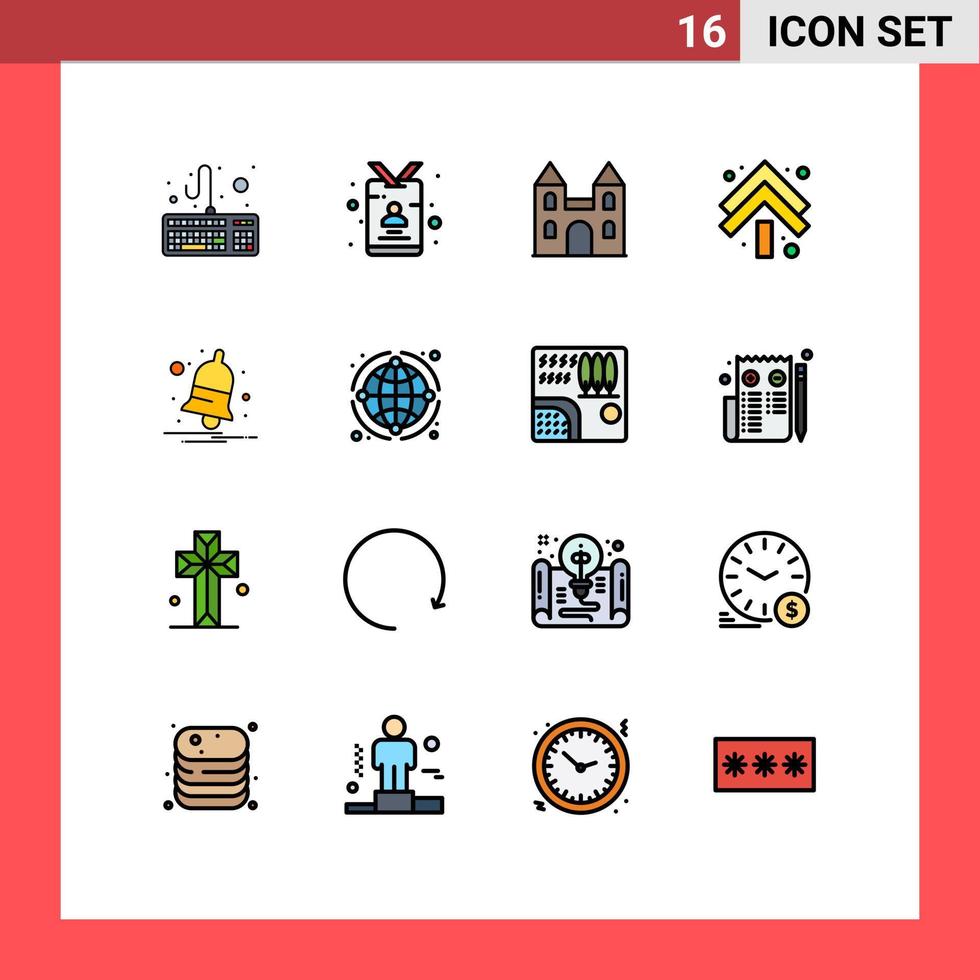 pacote de 16 linhas de notificação cheias de cores planas criativas de elementos de design de vetores criativos editáveis de seta dupla para cima