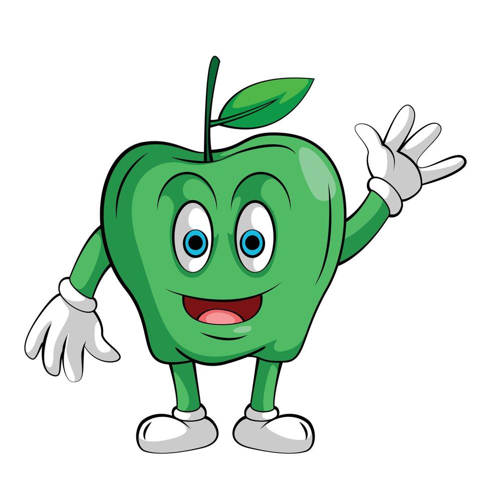 sorriso mascote maçã verde vetor
