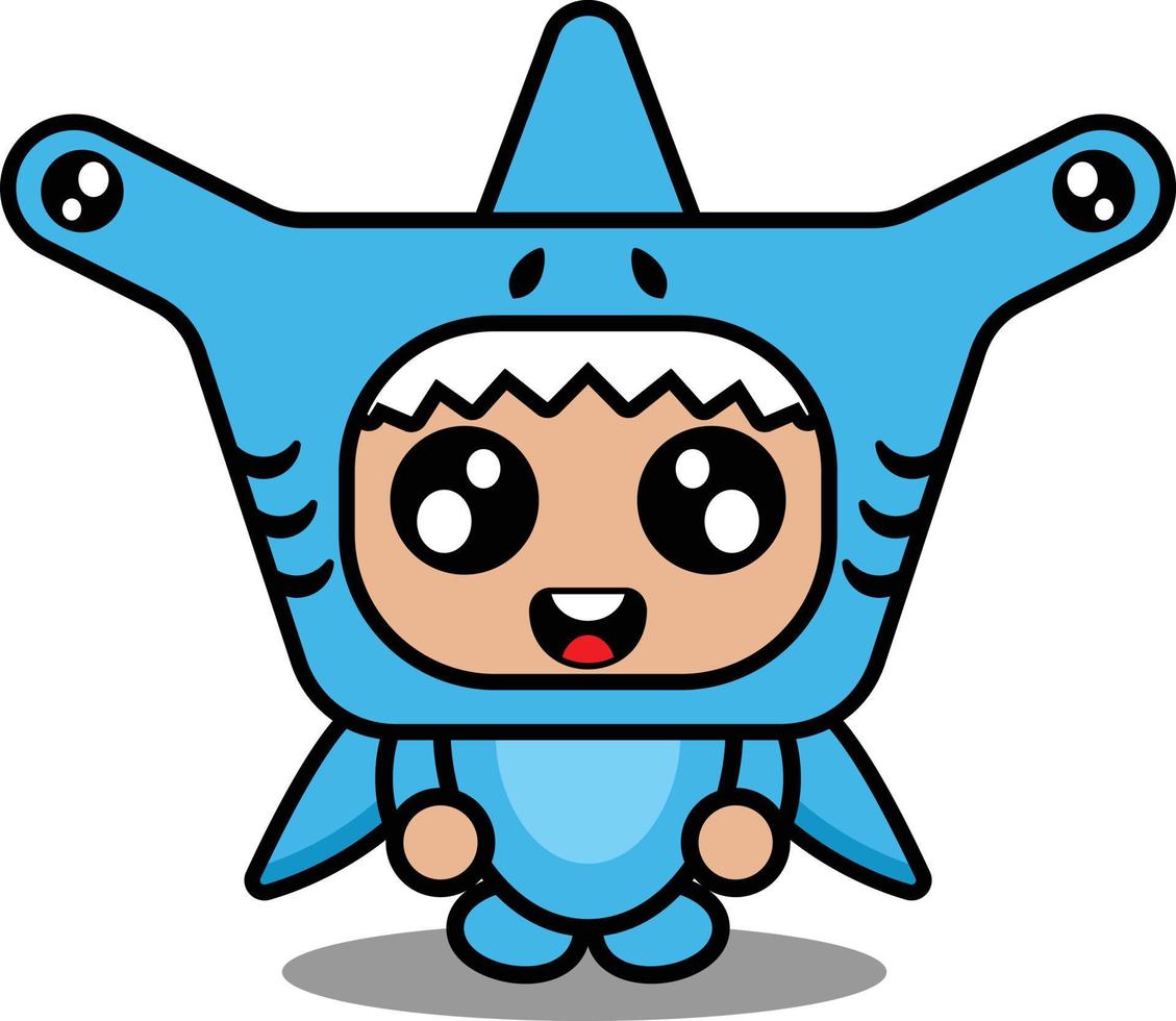 ilustração em vetor de personagem de desenho animado de traje de mascote animal de tubarão-martelo fofo