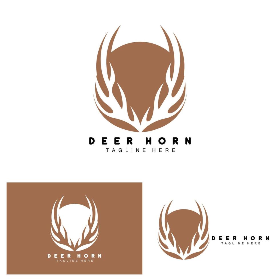 logotipo de chifre de veado, ilustração de ícone de chifre, vetor de animais de papai noel de natal, design de marca