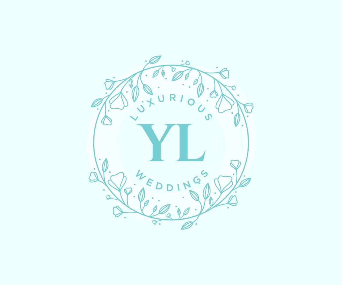 yl letras iniciais modelo de logotipos de monograma de casamento, modelos minimalistas e florais modernos desenhados à mão para cartões de convite, salve a data, identidade elegante. vetor