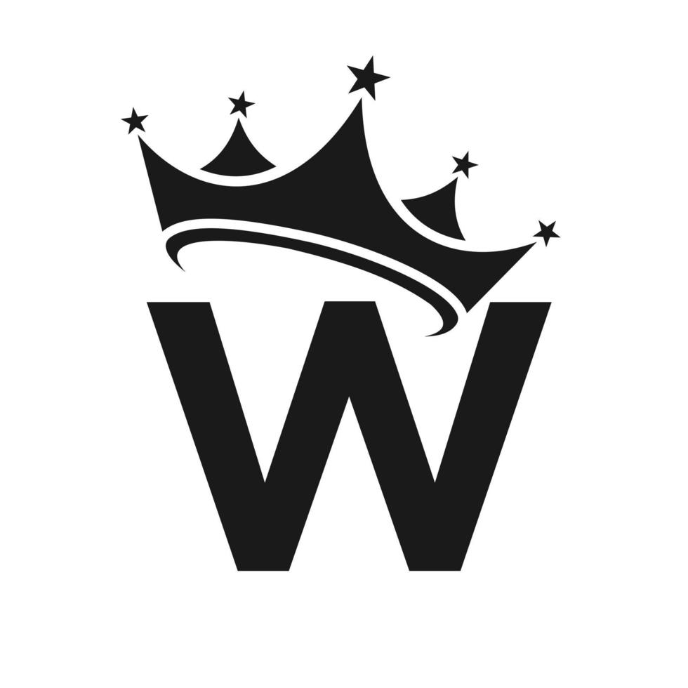 letra w logotipo da coroa para beleza, moda, estrela, elegante, sinal de luxo vetor