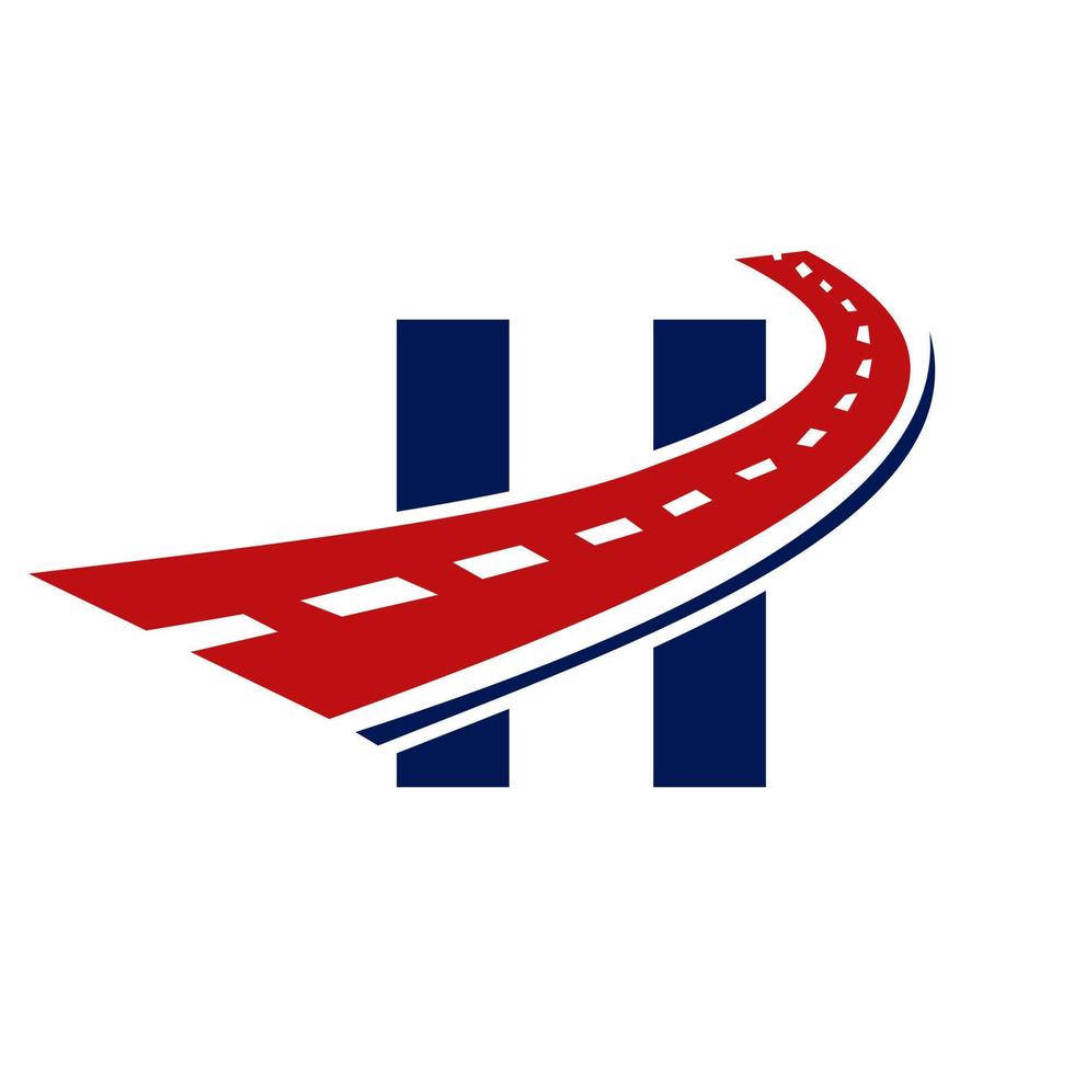 logotipo de transporte da letra h. design de logotipo de estrada símbolo de sinal de transporte vetor