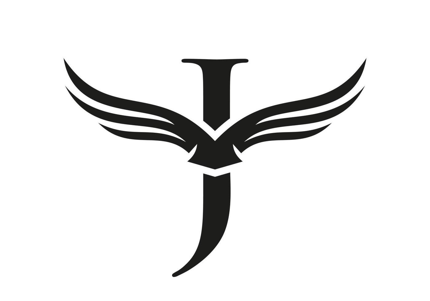 logotipo da asa da letra j para transporte, frete, modelo de vetor de logotipo de transporte